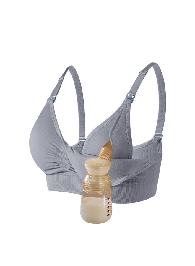 general Women's seamless sleepwear-style nursing bra, suitable for pregnant women during the lactation period. It comes with detachable breast pads and a removable milk pump. - Image 1